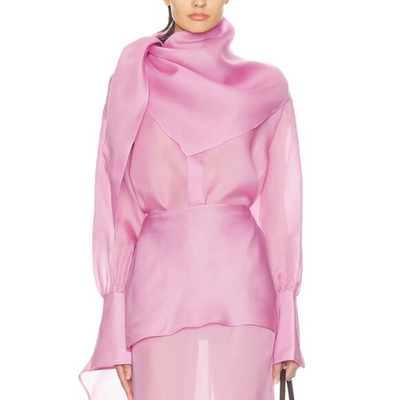 BEST Helsa The Silk Gazar Shirt Ash Rose Pink Quiet Lux - Picture 3 of 12